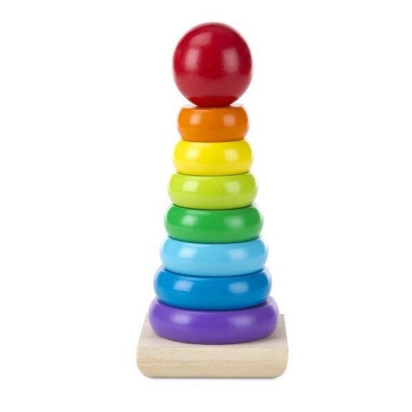 Melissa & Doug Wooden Rainbow Stacker Rings Baby Toy - Toddler Learning Fun - Picture 1 of 7